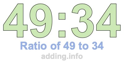 Ratio of 49 to 34 Ratio of 49 to 34