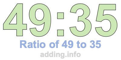 Ratio of 49 to 35 Ratio of 49 to 35