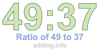 Ratio of 49 to 37