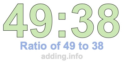 Ratio of 49 to 38 Ratio of 49 to 38