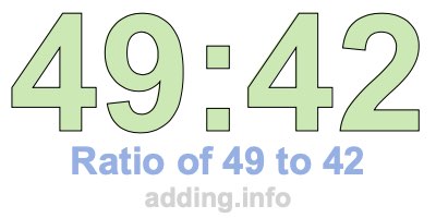 Ratio of 49 to 42 Ratio of 49 to 42