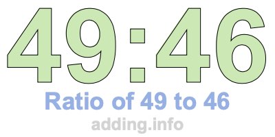 Ratio of 49 to 46 Ratio of 49 to 46
