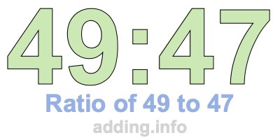 Ratio of 49 to 47 Ratio of 49 to 47