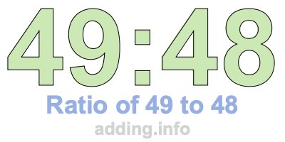Ratio of 49 to 48 Ratio of 49 to 48