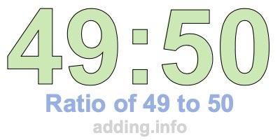 Ratio of 49 to 50 Ratio of 49 to 50