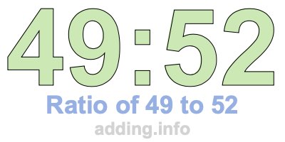 Ratio of 49 to 52 Ratio of 49 to 52