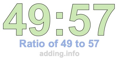 Ratio of 49 to 57 Ratio of 49 to 57