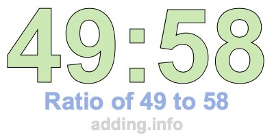 Ratio of 49 to 58 Ratio of 49 to 58