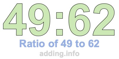Ratio of 49 to 62 Ratio of 49 to 62