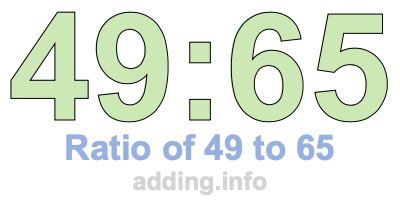 Ratio of 49 to 65 Ratio of 49 to 65