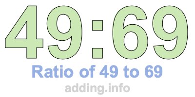 Ratio of 49 to 69 Ratio of 49 to 69