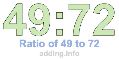Ratio of 49 to 72 Ratio of 49 to 72