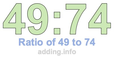 Ratio of 49 to 74 Ratio of 49 to 74
