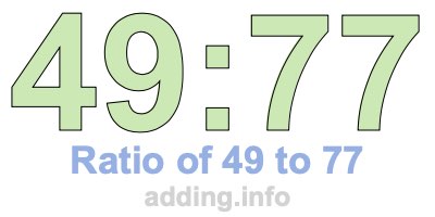 Ratio of 49 to 77 Ratio of 49 to 77