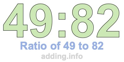 Ratio of 49 to 82 Ratio of 49 to 82