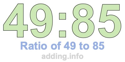 Ratio of 49 to 85 Ratio of 49 to 85