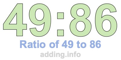 Ratio of 49 to 86 Ratio of 49 to 86
