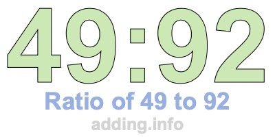 Ratio of 49 to 92 Ratio of 49 to 92