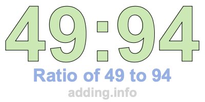 Ratio of 49 to 94 Ratio of 49 to 94