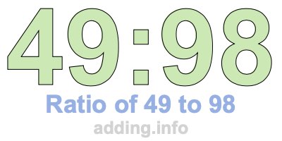Ratio of 49 to 98 Ratio of 49 to 98