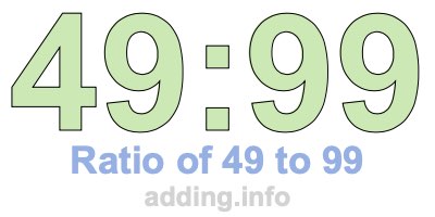 Ratio of 49 to 99 Ratio of 49 to 99