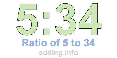 Ratio of 5 to 34 Ratio of 5 to 34
