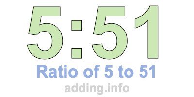 Ratio of 5 to 51 Ratio of 5 to 51