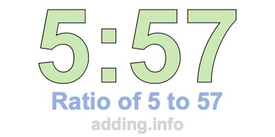 Ratio of 5 to 57 Ratio of 5 to 57