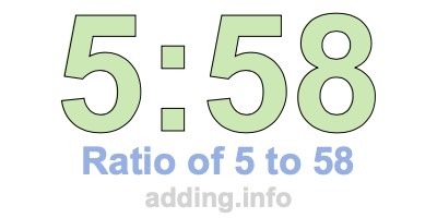 Ratio of 5 to 58