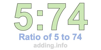 Ratio of 5 to 74 Ratio of 5 to 74