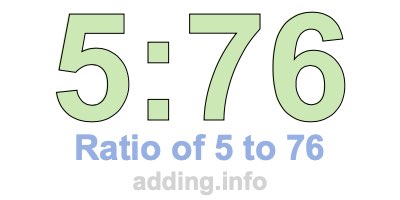 Ratio of 5 to 76 Ratio of 5 to 76