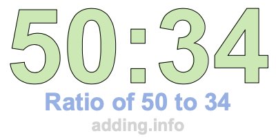 Ratio of 50 to 34 Ratio of 50 to 34