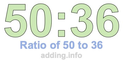 Ratio of 50 to 36 Ratio of 50 to 36