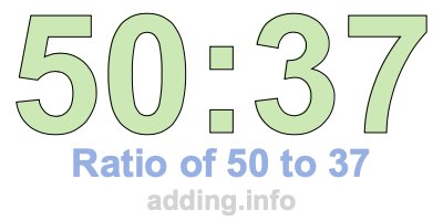 Ratio of 50 to 37 Ratio of 50 to 37