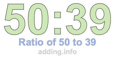 Ratio of 50 to 39 Ratio of 50 to 39