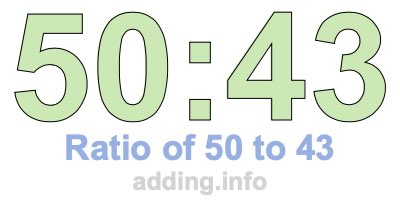 Ratio of 50 to 43 Ratio of 50 to 43