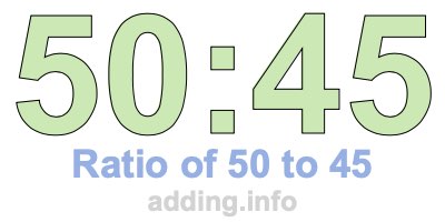 Ratio of 50 to 45