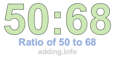Ratio of 50 to 68 Ratio of 50 to 68