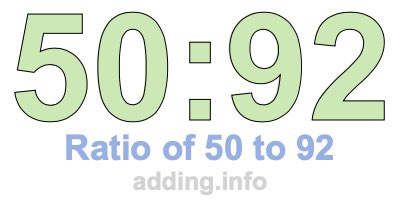 Ratio of 50 to 92 Ratio of 50 to 92