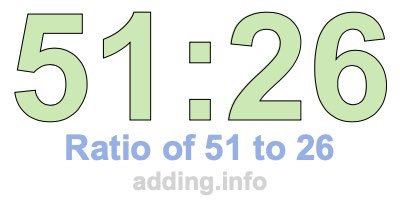 Ratio of 51 to 26 Ratio of 51 to 26