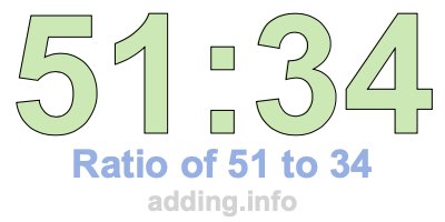 Ratio of 51 to 34 Ratio of 51 to 34