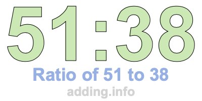 Ratio of 51 to 38 Ratio of 51 to 38