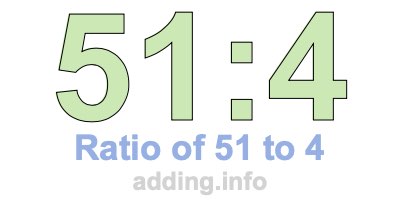 Ratio of 51 to 4 Ratio of 51 to 4
