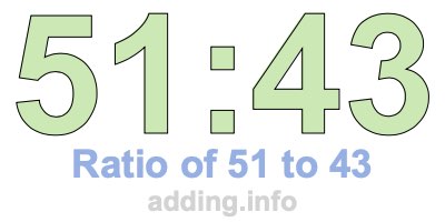 Ratio of 51 to 43 Ratio of 51 to 43