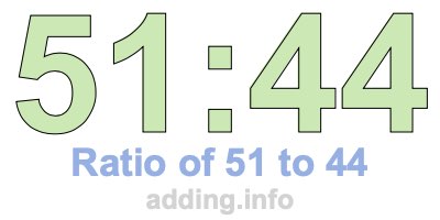 Ratio of 51 to 44 Ratio of 51 to 44