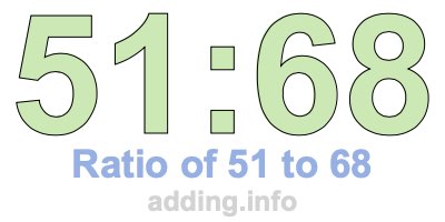 Ratio of 51 to 68 Ratio of 51 to 68