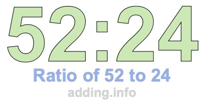 Ratio of 52 to 24 Ratio of 52 to 24