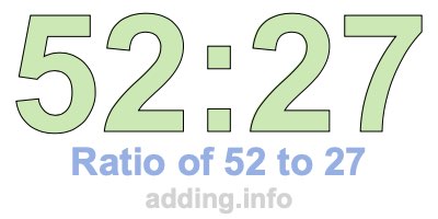 Ratio of 52 to 27 Ratio of 52 to 27