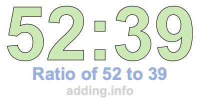 Ratio of 52 to 39 Ratio of 52 to 39