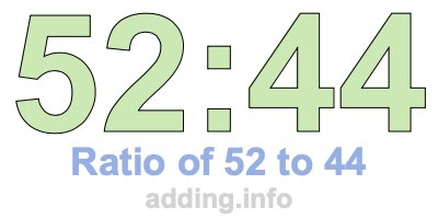 Ratio of 52 to 44 Ratio of 52 to 44